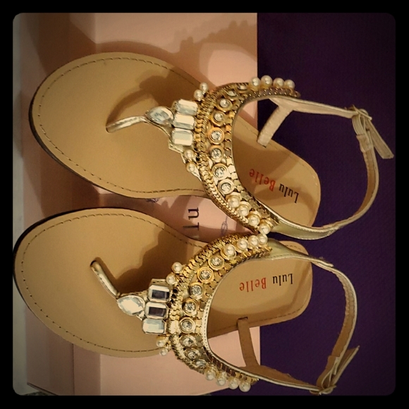 Gold flat sandals - Picture 1 of 4